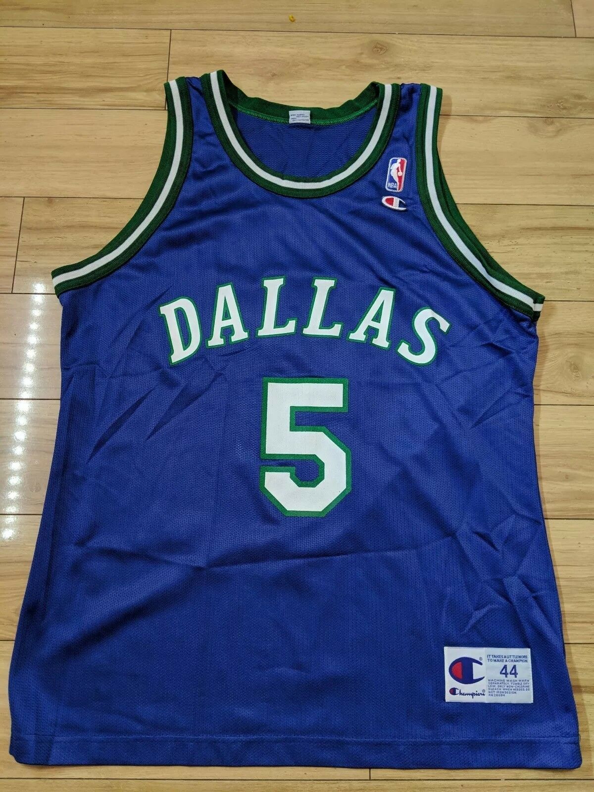 NEW Vtg Champion Dallas Mavericks Jason Kidd SIGNED Jersey White Size 44  Men’s M