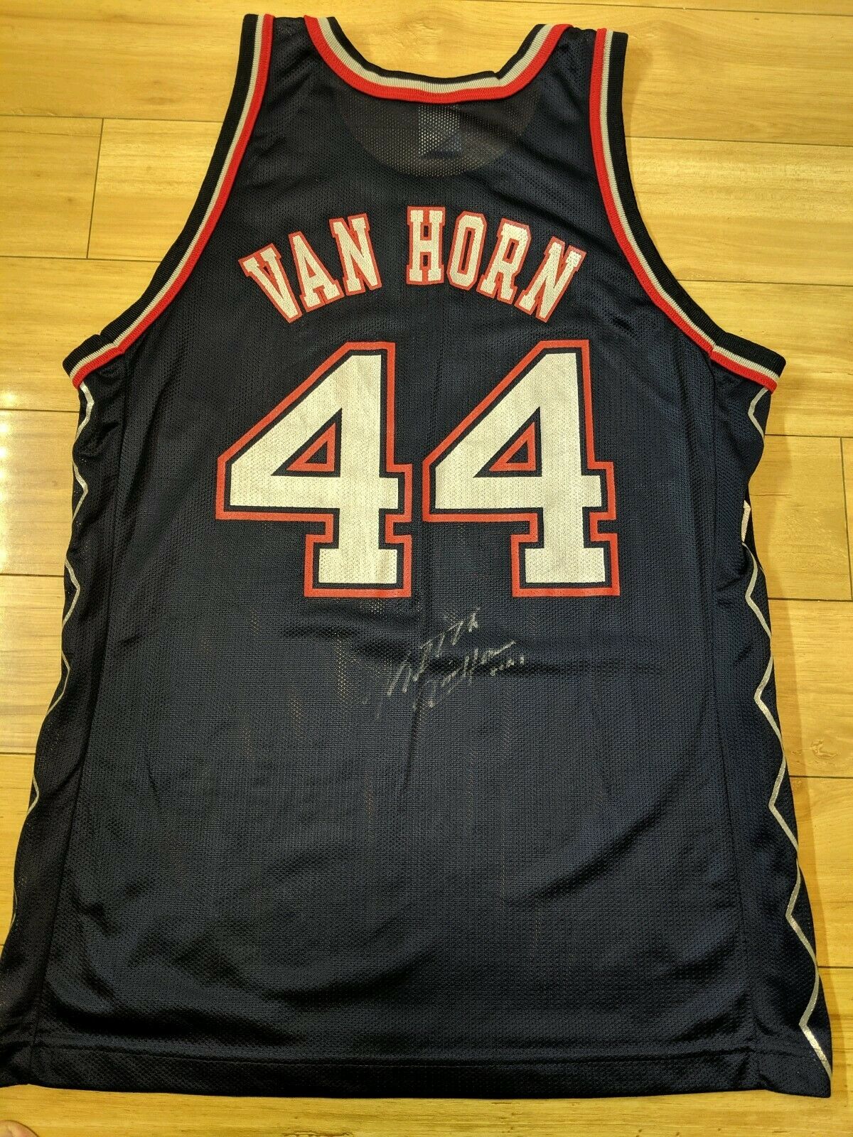 Keith Van Horn New Jersey Nets Vintage Jersey Men's XL 48 Champion Silver  NBA NJ